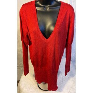 Vintage Y2K Red Vneck Sparkle Sweater Size XL Petite Women’s mod V-neck sexy